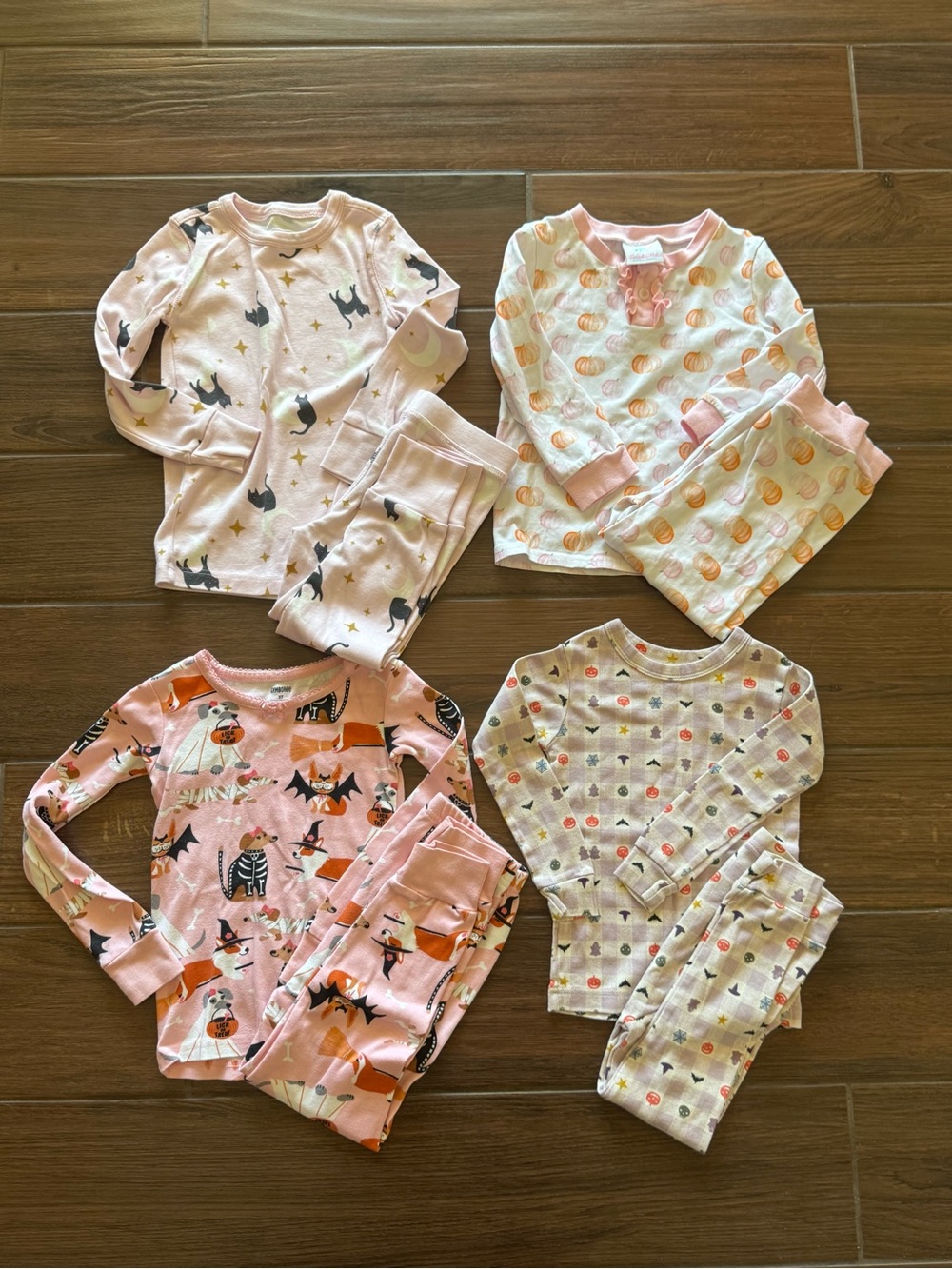 Kids Pink Halloween & Pumpkin Pajama Set 3T